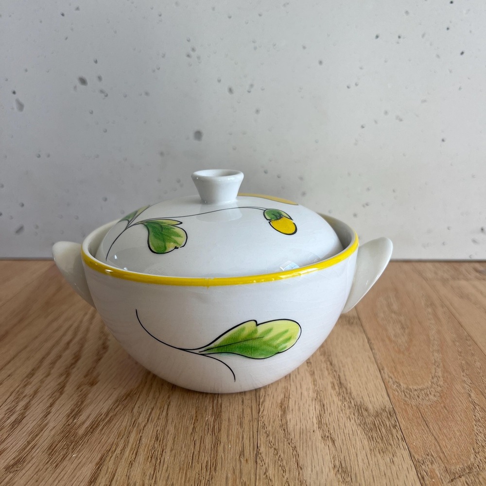 Vintage Mancioli Italy Sugar Bowl Italian Ceramic Floral Lidded Bowl Mid Century - Picture 5 of 10